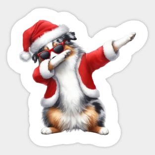 Christmas Australian Shepherd Dog Dabbing Dance Sticker